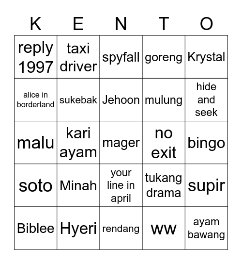 Bingo toxic Bingo Card