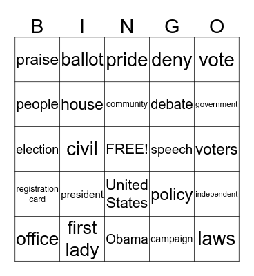 President Bingo Card