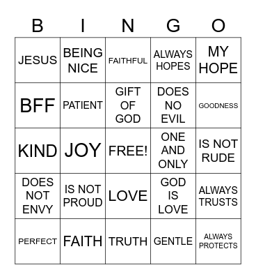 LOVE Bingo Card