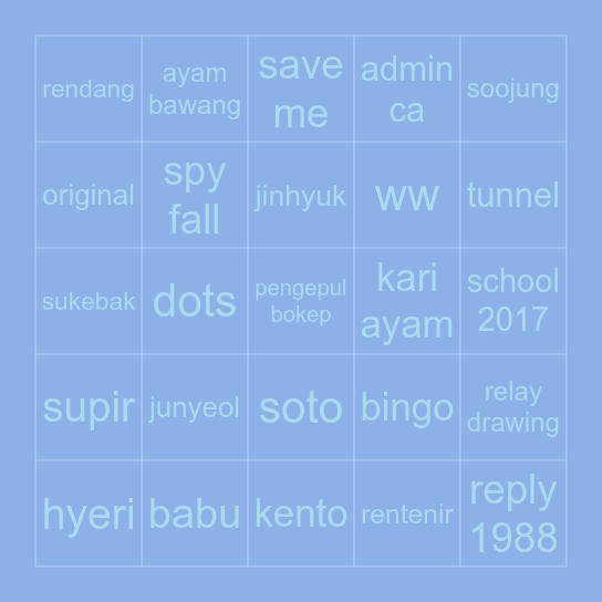 nyeokie Bingo Card