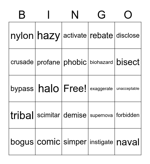 Q3W9 Bingo Card