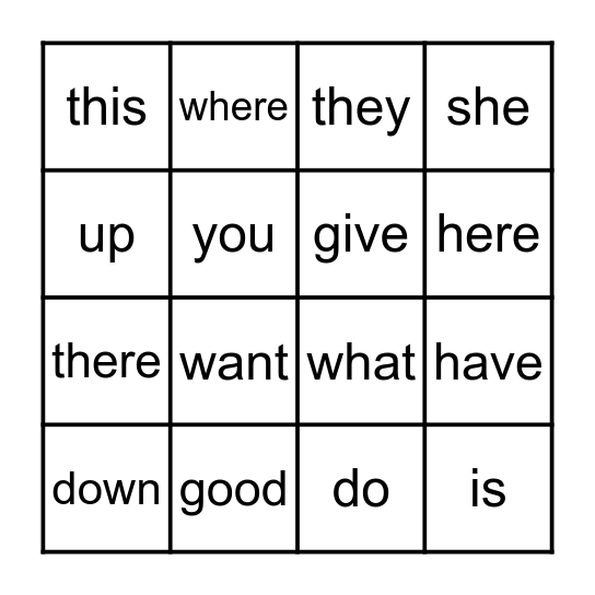 Sight Words (Tri 2 RC) Bingo Card