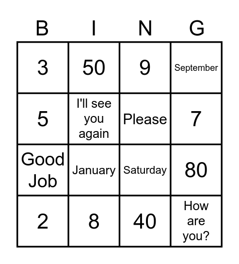 Beginning Ojibwe Bingo Card