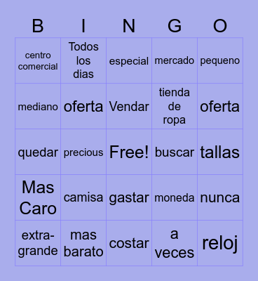 Spanish Bingo Card