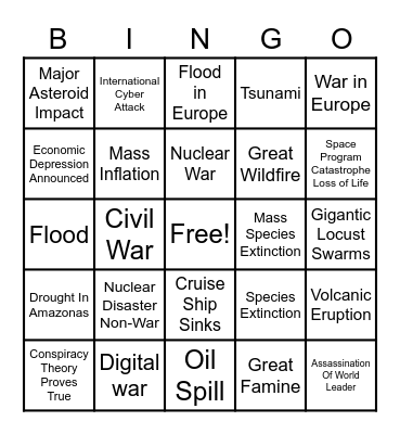 2020 Apocalypse Bingo Card