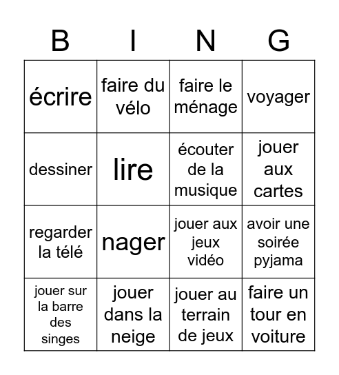 Vacances de mars - March Break Bingo Card