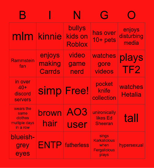 how much do you relate to Bertrum (me) Bingo Card