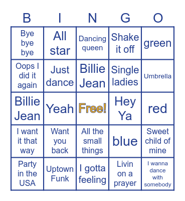 2022 Garner Softball Music Bingo Card