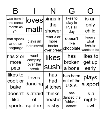 Find someone who... Bingo Card