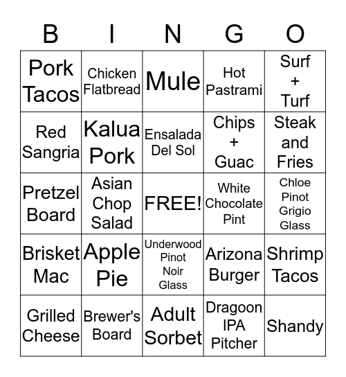 OHSO Bingo Card