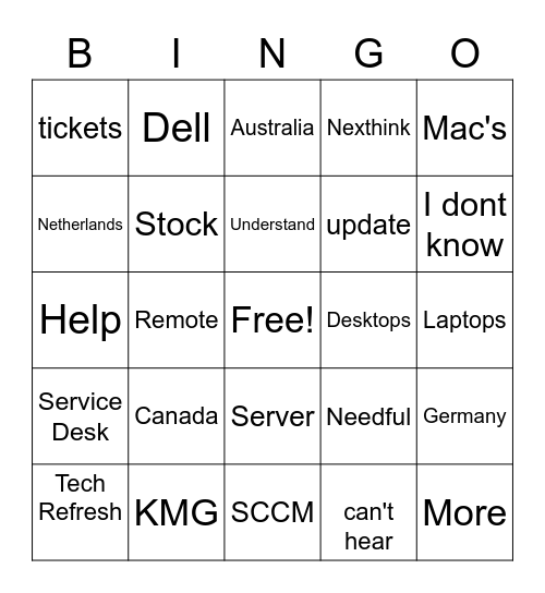 Meeting Bingo Card