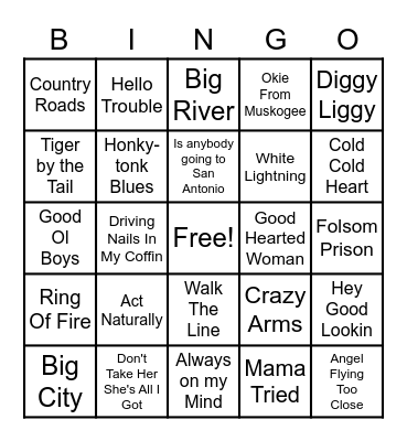 LIVE MUSIC BINGO! Bingo Card