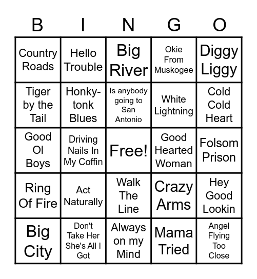 LIVE MUSIC BINGO! Bingo Card