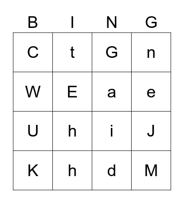 Alphabet Bingo Card