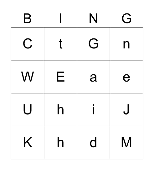 Alphabet Bingo Card