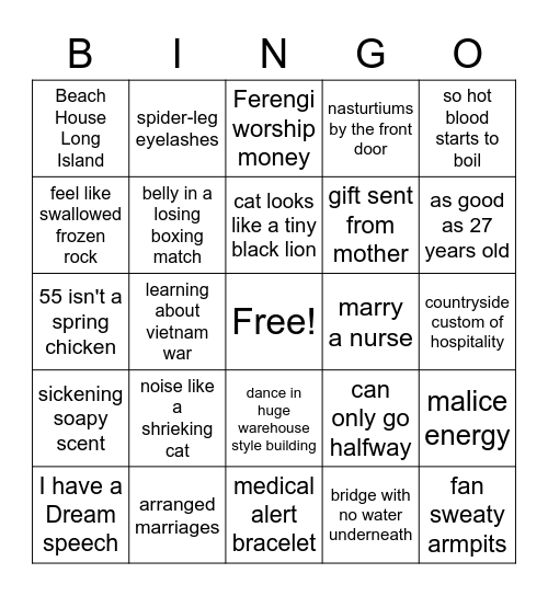 BOTB Smarties Style Bingo Card