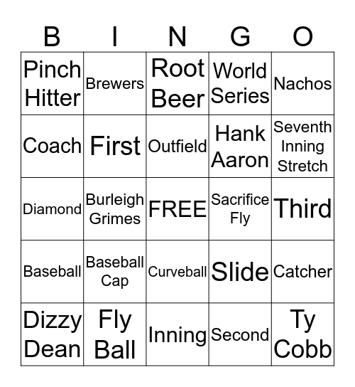 Baseball Bingo Card