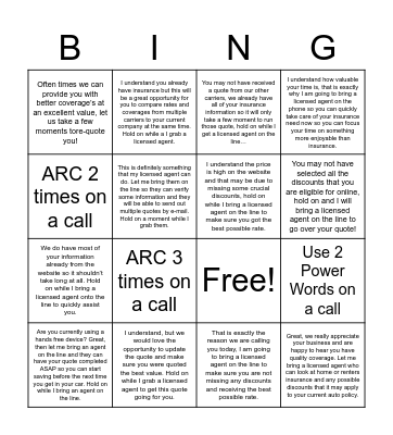 Live Call Bingo Card