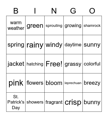 Spring Bingo Card