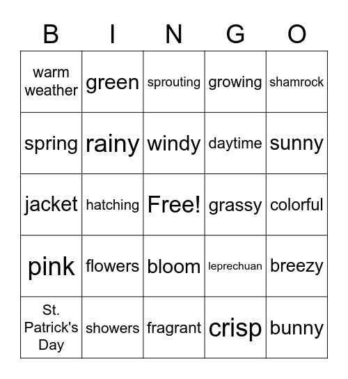 Spring Bingo Card