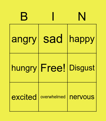 Feelings Bingo Card