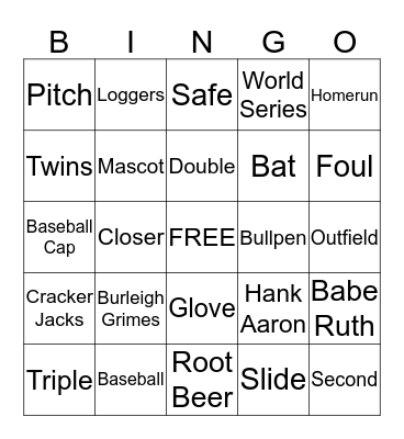 Baseball Bingo Card