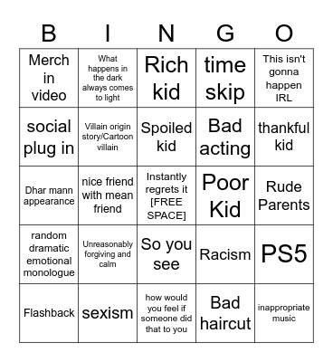 Dhar Mann Bingo Card