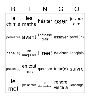 chapitre 3 AB Bingo Card