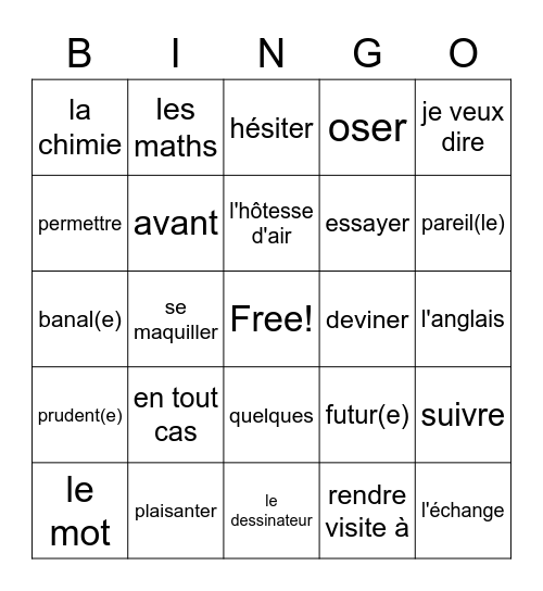 chapitre 3 AB Bingo Card