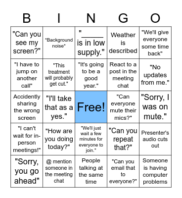 2022 Planning Meeting Bingo Card