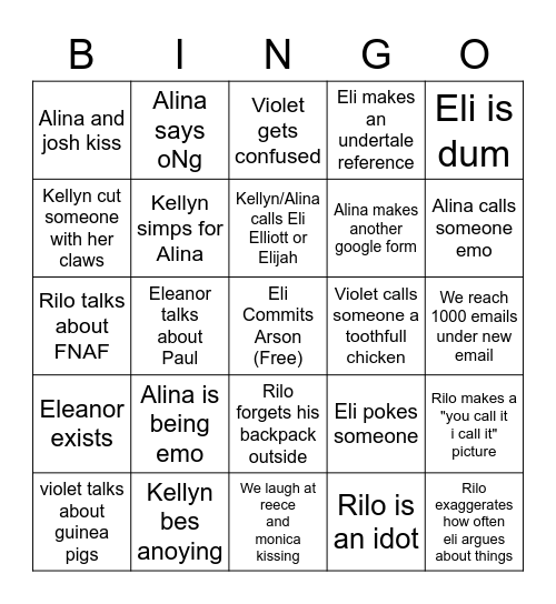 Friend Bingo Card