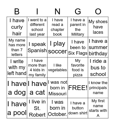 People Bingo Card