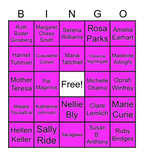 International Women Day Bingo Card