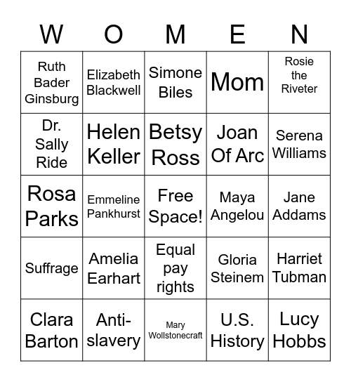 Women's History BINGO Card