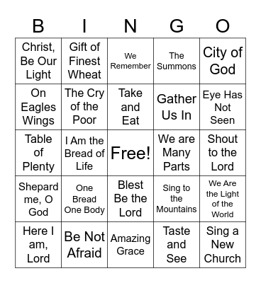 Gather Hymnal Bingo Card