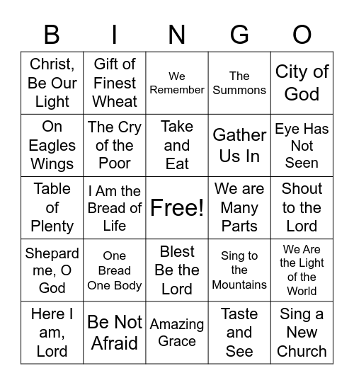 Gather Hymnal Bingo Card