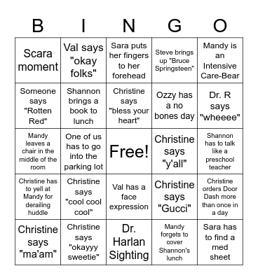 Christine and friends Bingo Card