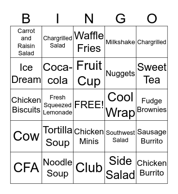 CFA Party Bingo Card