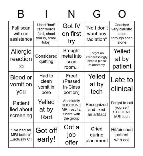 MRD BINGO Card