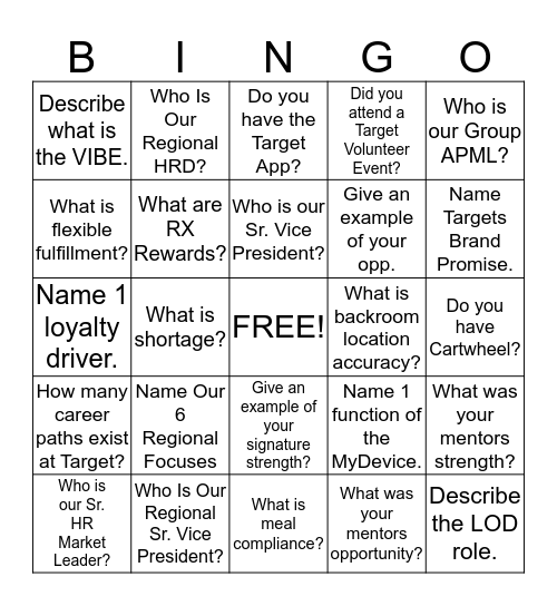 G499 Intern Graduation Bingo Card