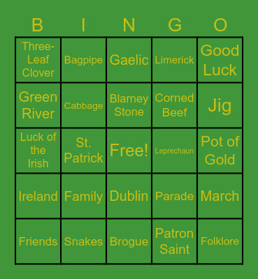 Happy St. Patrick's Day!!! Bingo Card