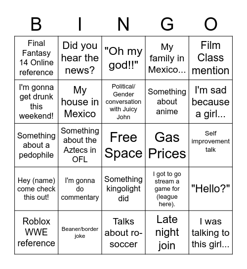 Kiricali Bingo Card