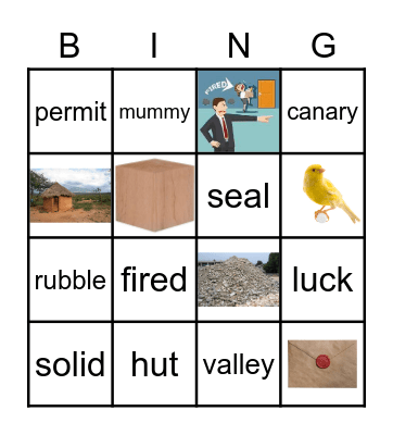 Vocabulary BINGO Card