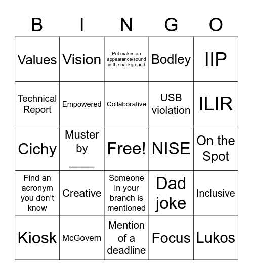 717 All Hands Bingo Card