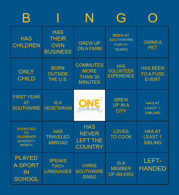 DIVERSITY MONTH BINGO Card
