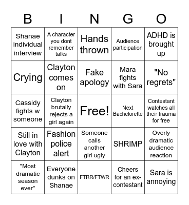 The Women Tell All Bingo Card