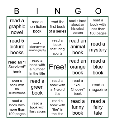 HCA READS 2022 Bingo Card