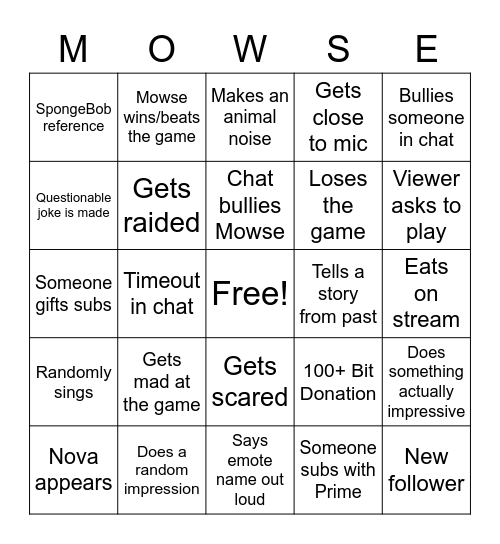 MowseBox Bingo Card