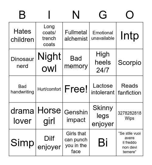 Shibe Bingo Card