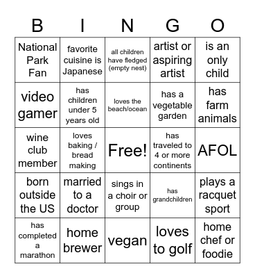 Get to Know Montage Medical Group Bingo Card